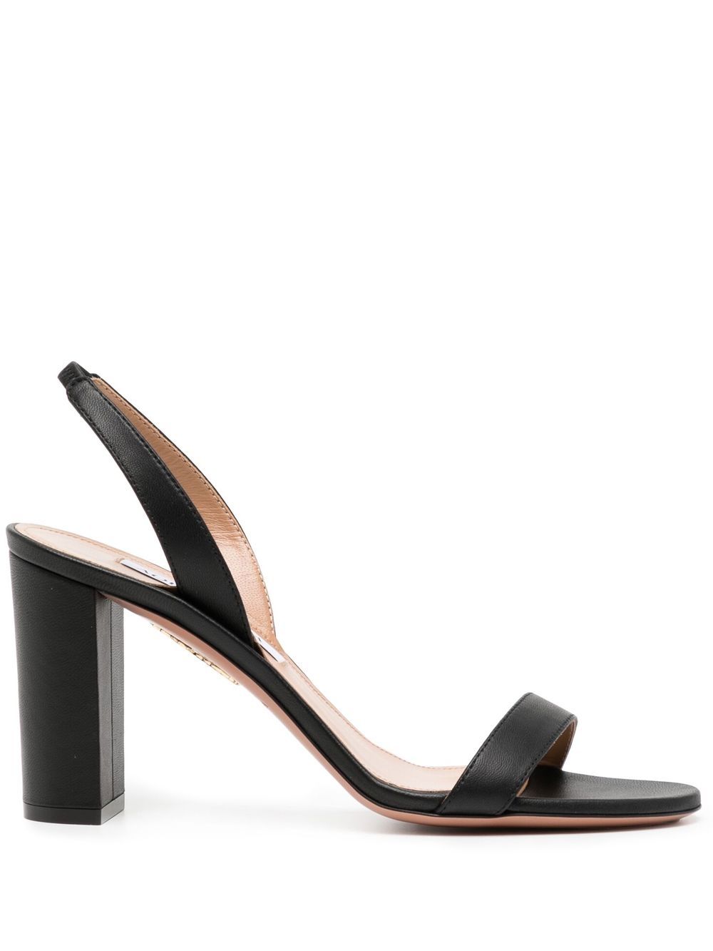 Aquazzura 皮质露趾高跟凉鞋 - 黑色