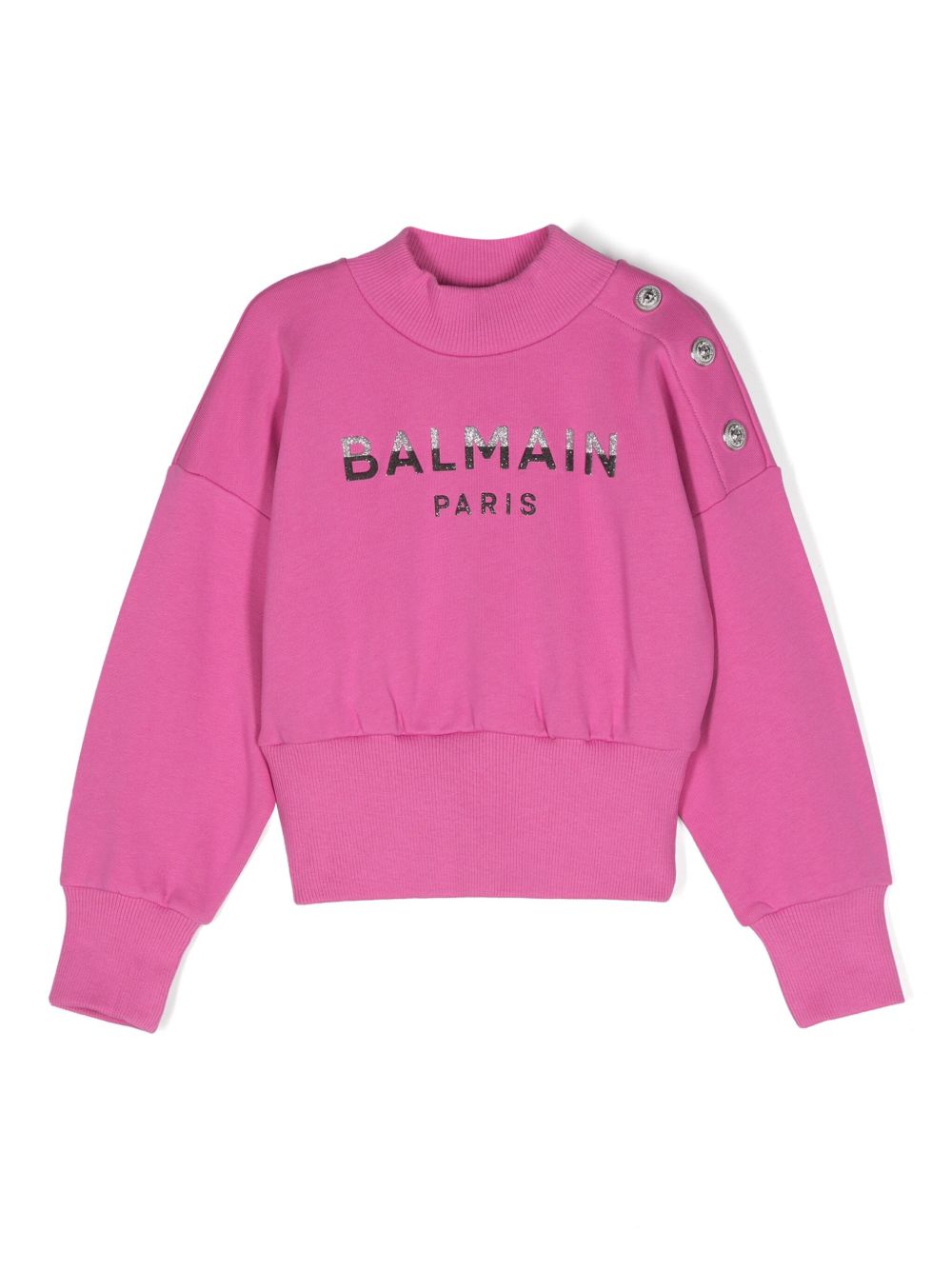 Balmain Kids logo压纹棉卫衣 - 粉色