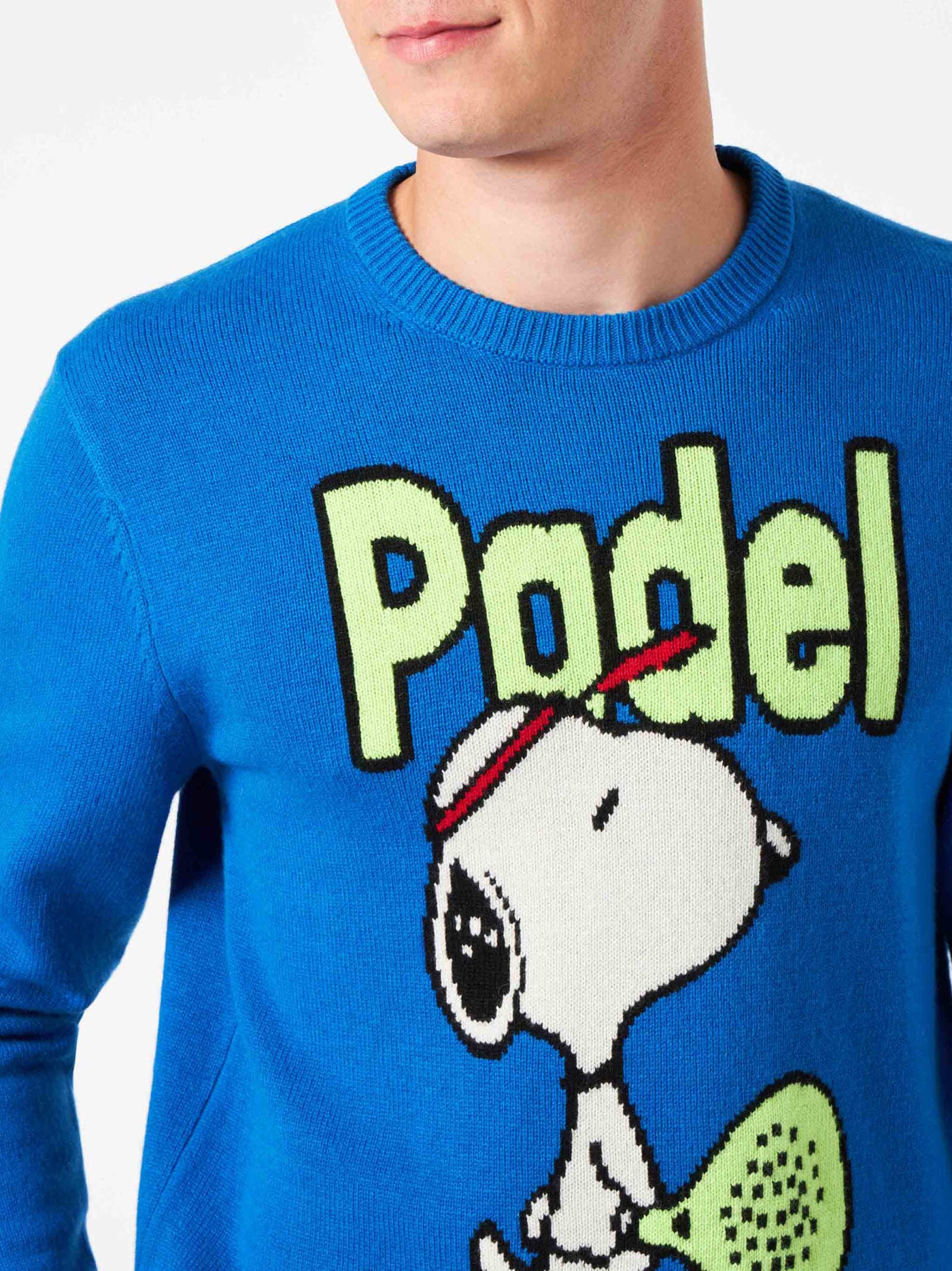 MC2 Saint Barth Man Crewneck Sweater With Snoopy Padel Jacquard Snoopy - peanuts Special Edition