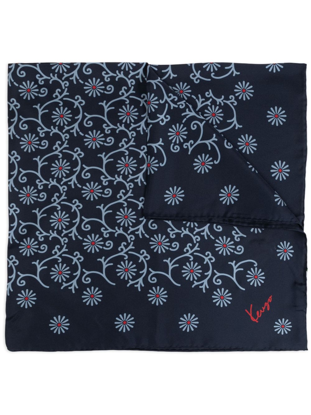 Kenzo Floral 印花围巾 - 蓝色