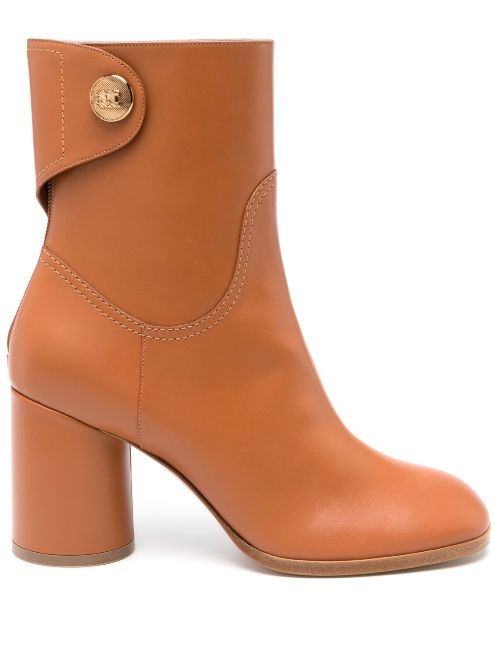Casadei Cleo 皮质中跟短靴 - 褐色