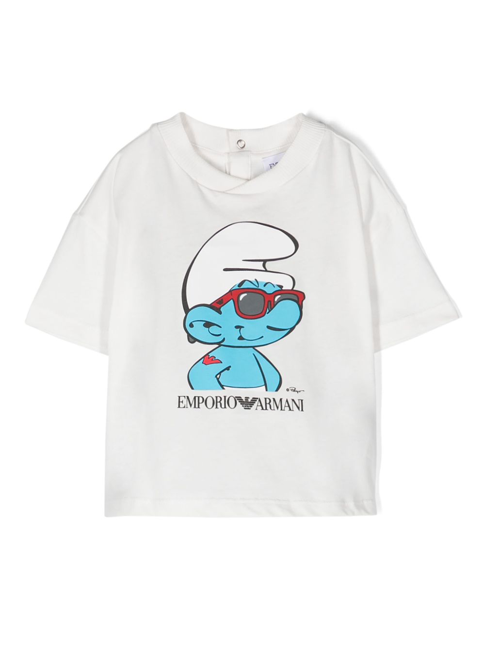 Emporio Armani Kids x Smurfs 棉T恤 - 白色