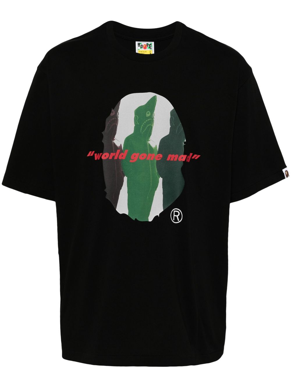 A BATHING APE® Shark Shinji Ape Head 印花T恤 - 黑色