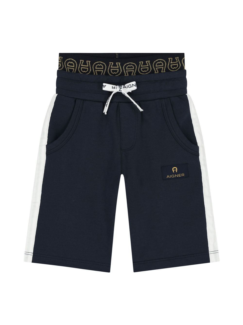 Aigner Kids logo贴花短裤 - 蓝色
