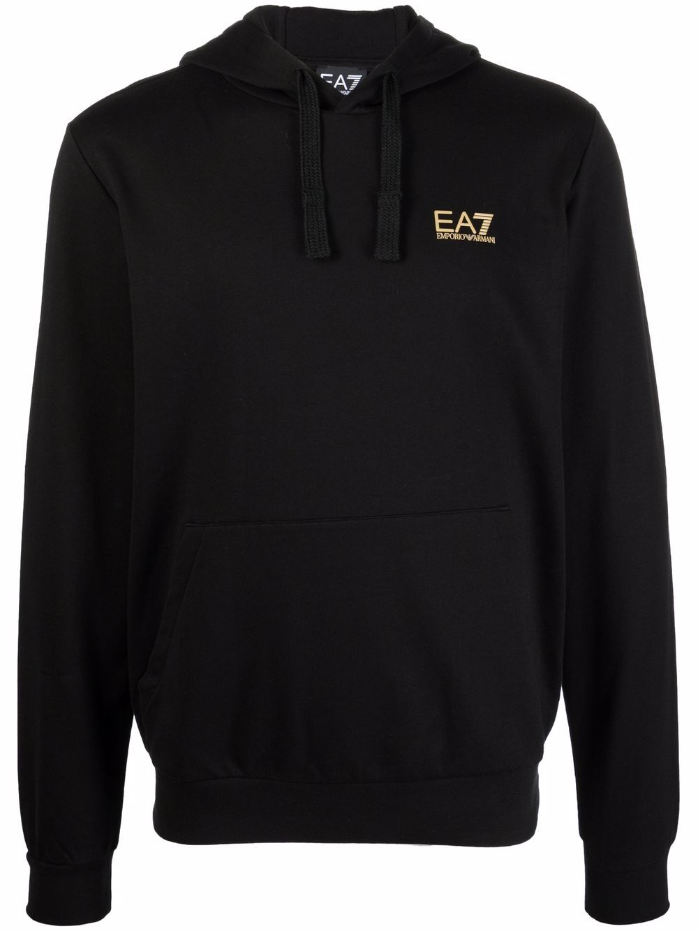 Ea7 Emporio Armani 胸前logo连帽衫 - 黑色