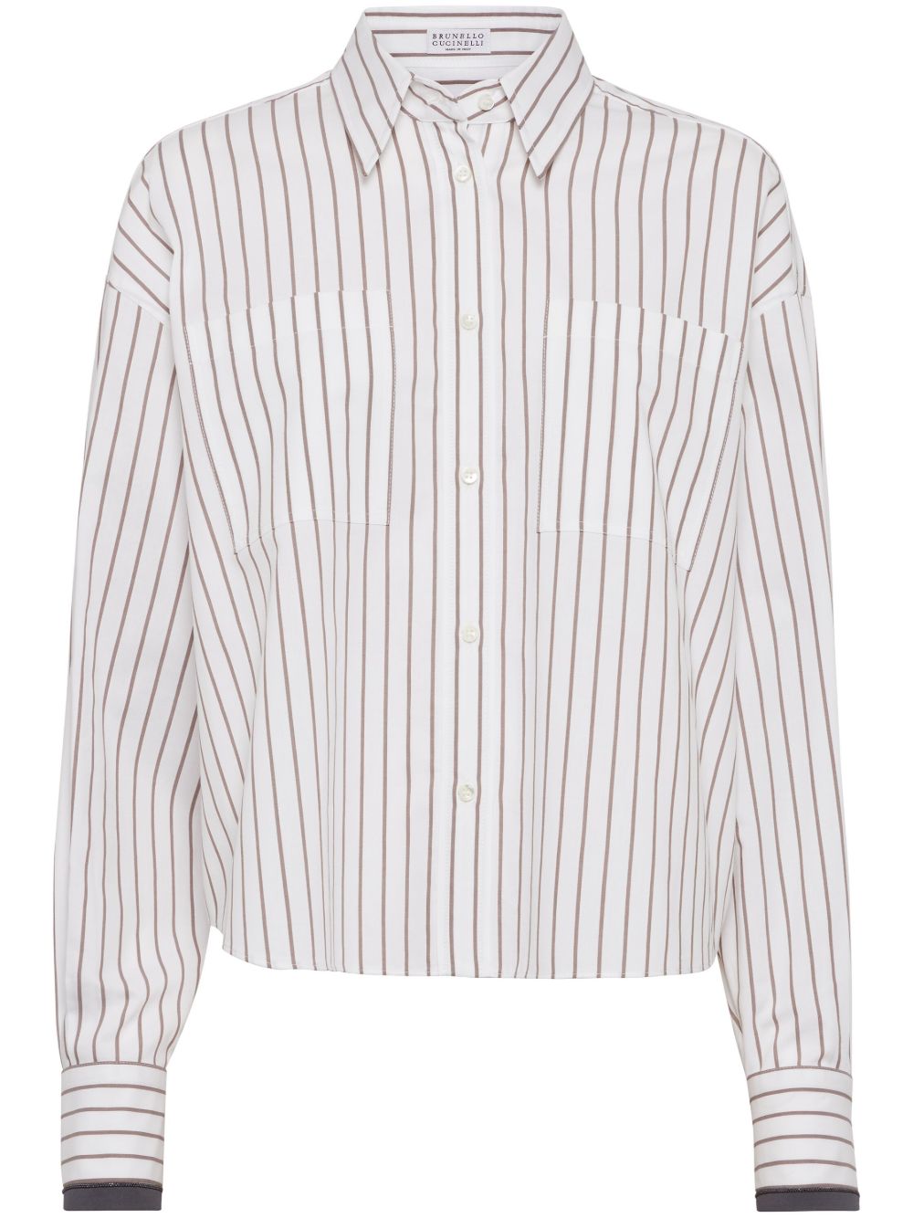 Brunello Cucinelli Monili 珠饰边饰衬衫 - 白色