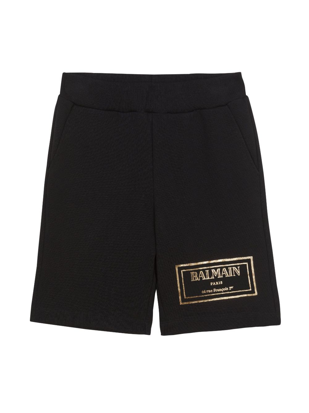Balmain Kids logo刺绣运动短裤 - 黑色