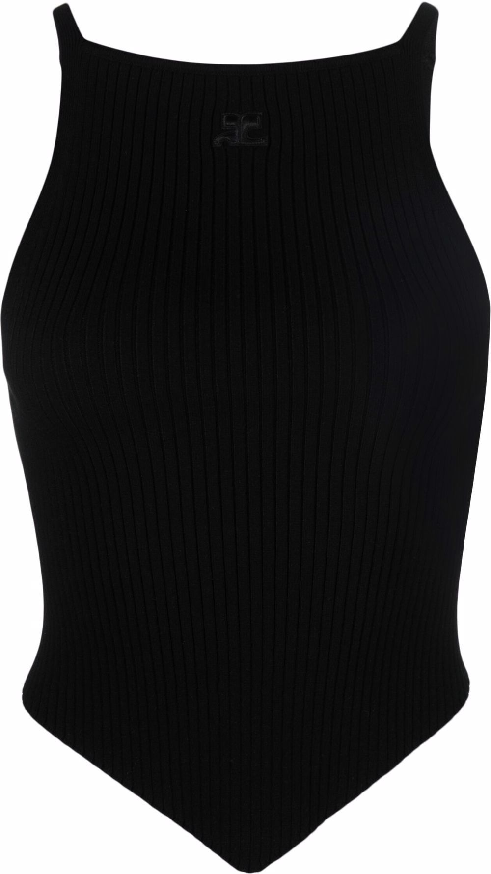 Courrèges Mesh Tips 罗纹针织坦克背心 - 黑色