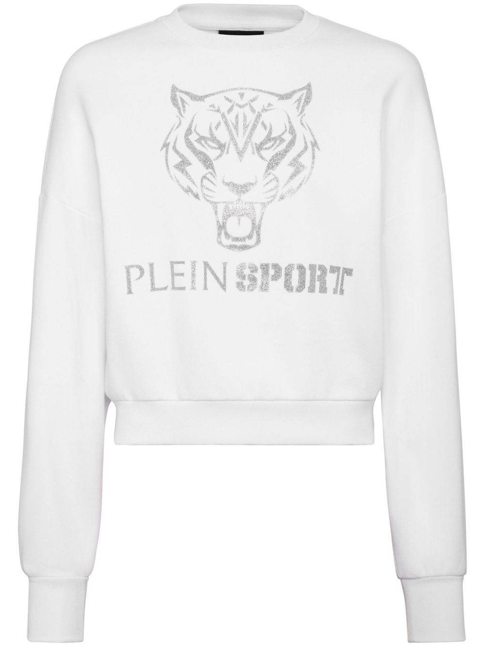 Plein Sport 老虎印花短款卫衣 - 白色