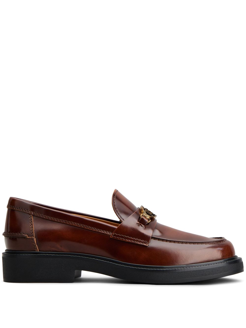 Tod's logo标牌皮质乐福鞋 - 褐色