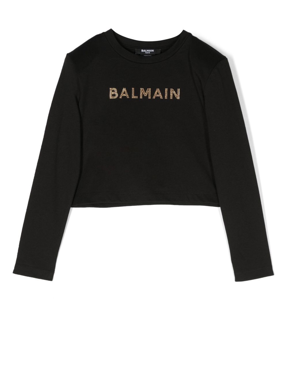 Balmain Kids 棉logo缀饰T恤 - 黑色