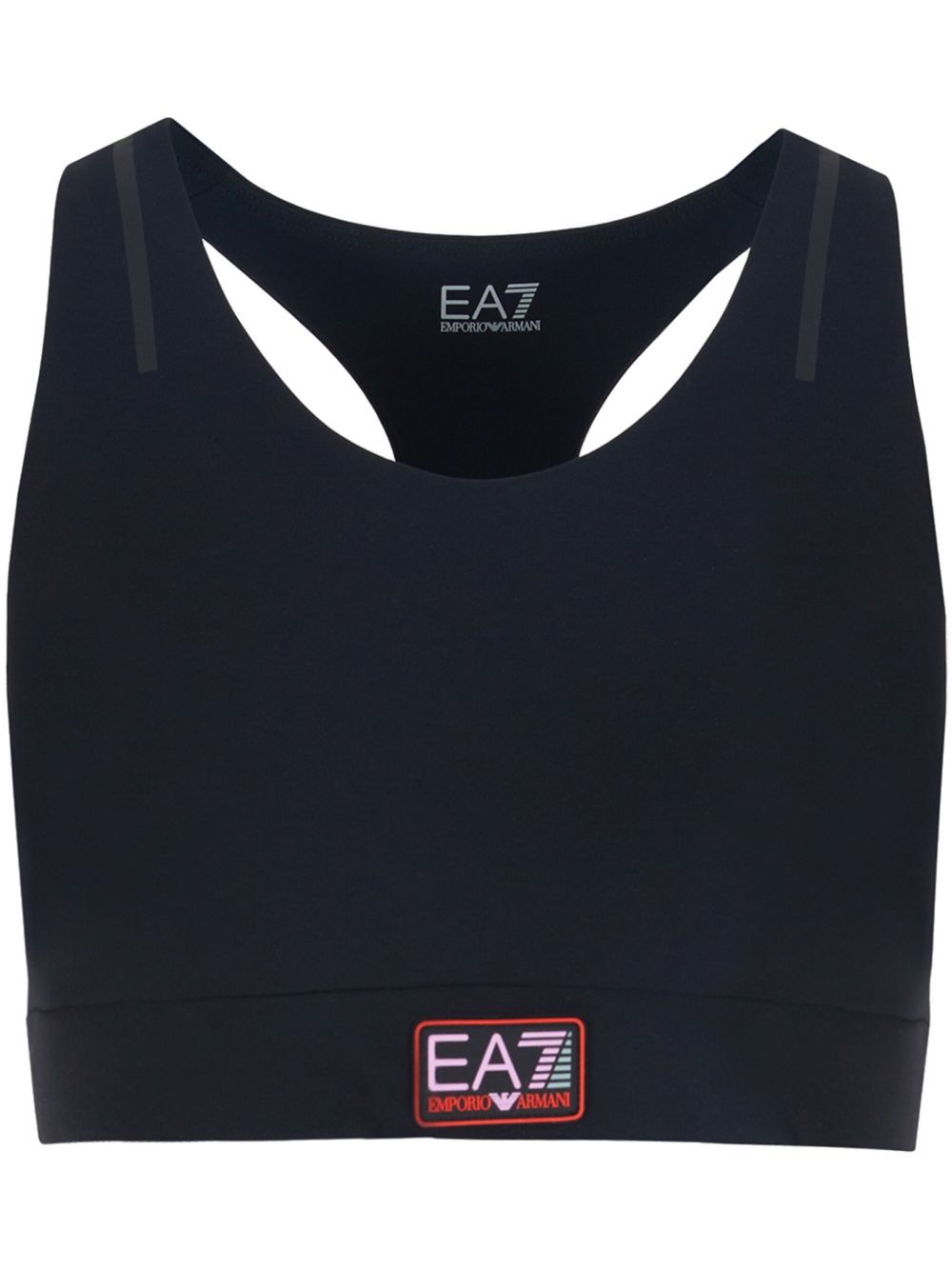 Ea7 Emporio Armani logo贴花运动文胸 - 黑色