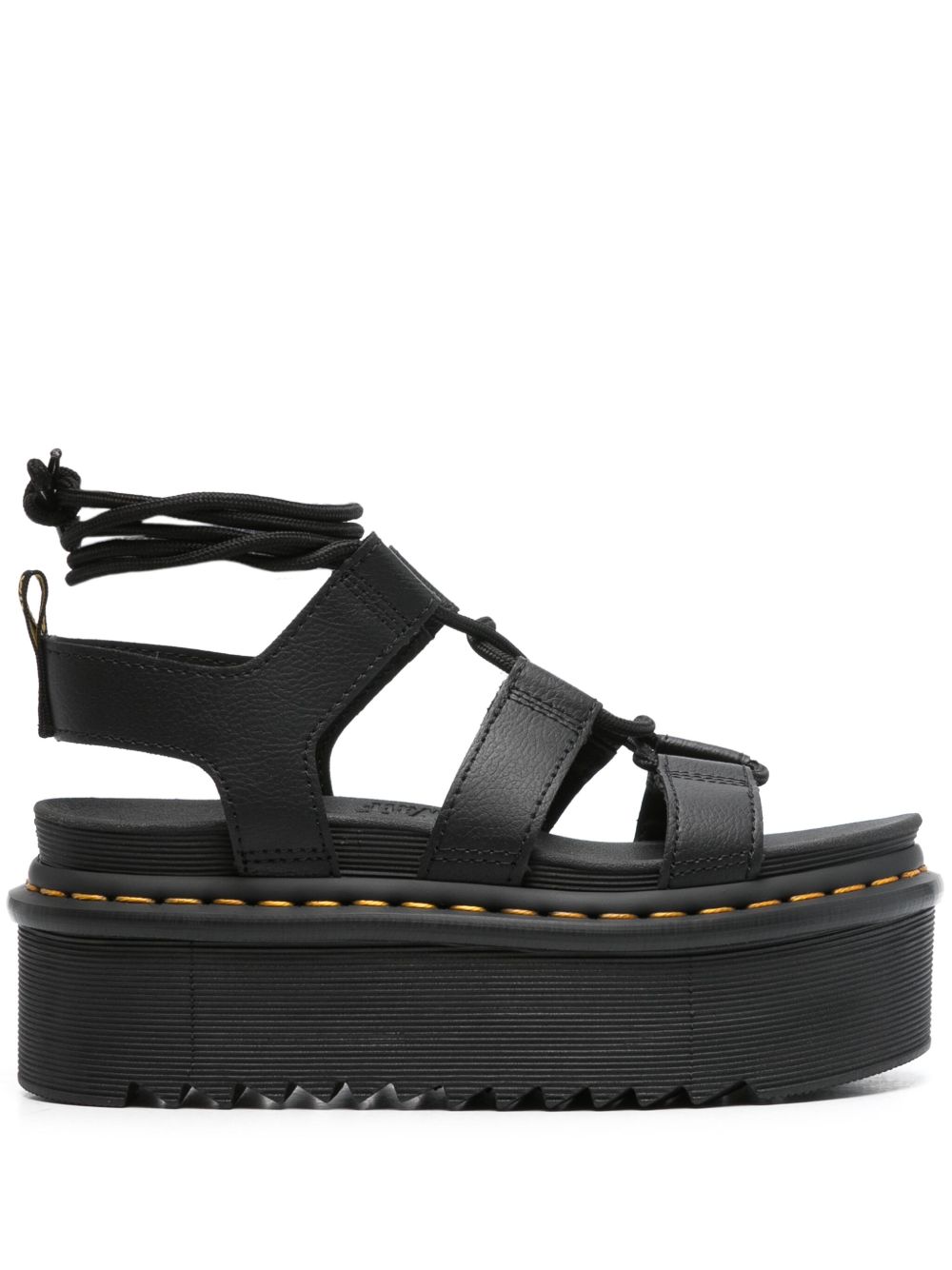 Dr. Martens Nartilla 中跟皮质凉鞋 - 黑色