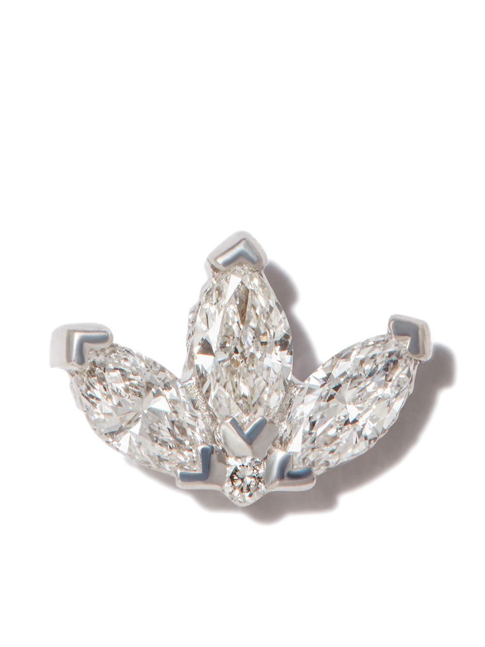 MARIA TASH 18K白金钻石莲花雕刻单只耳环 - 银色