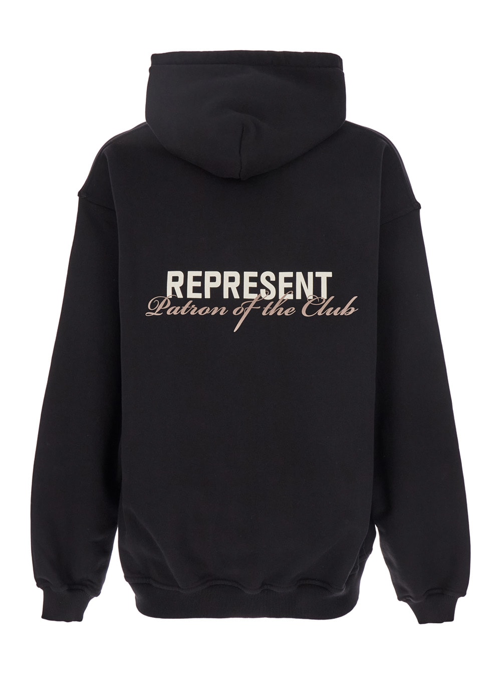 REPRESENT 俱乐部赞助者系列 男士黑色连帽卫衣 前后logo印花 棉质