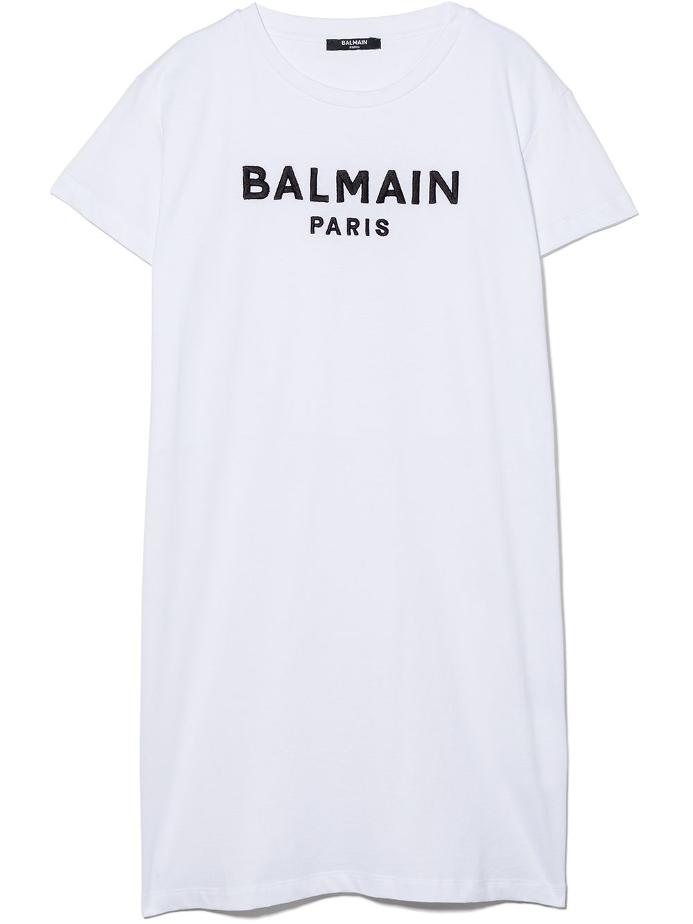 Balmain Kids logo印花T恤式连衣裙 - 白色
