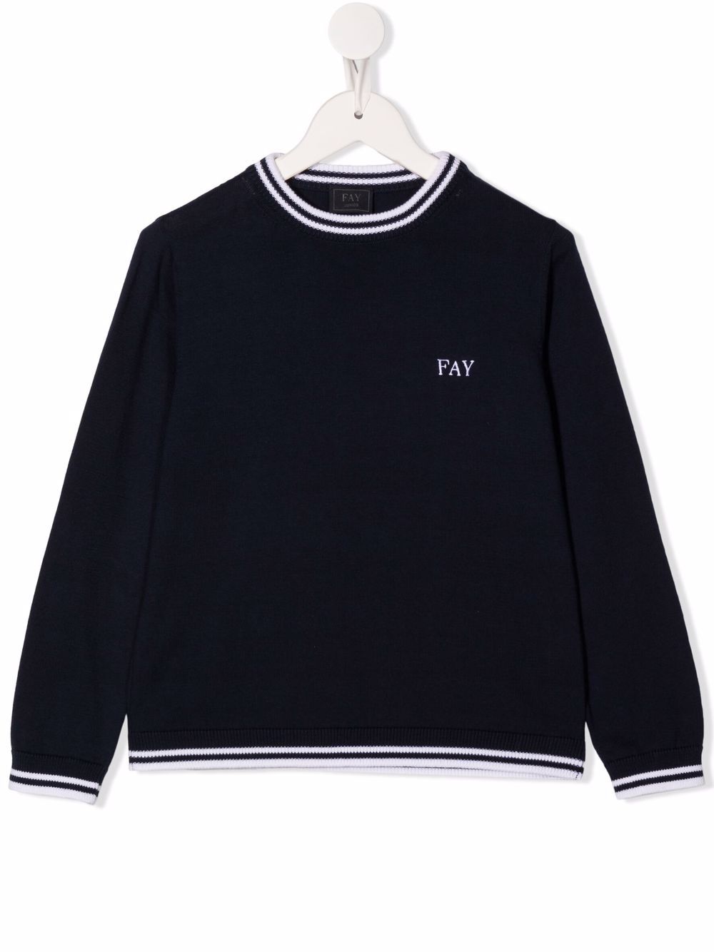 Fay Kids logo印花圆领卫衣 - 蓝色