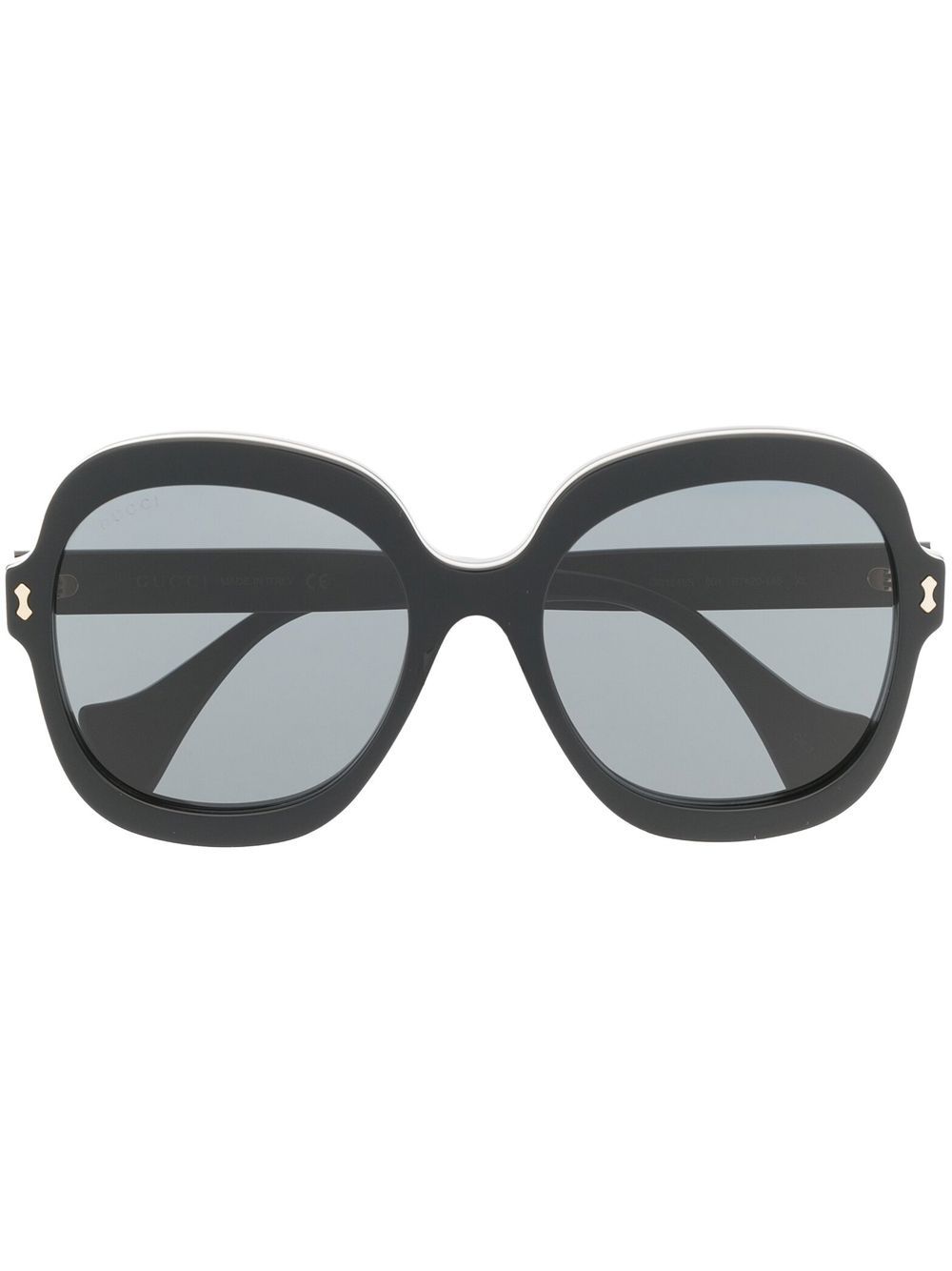 Gucci Eyewear logo标牌方框太阳眼镜 - 黑色