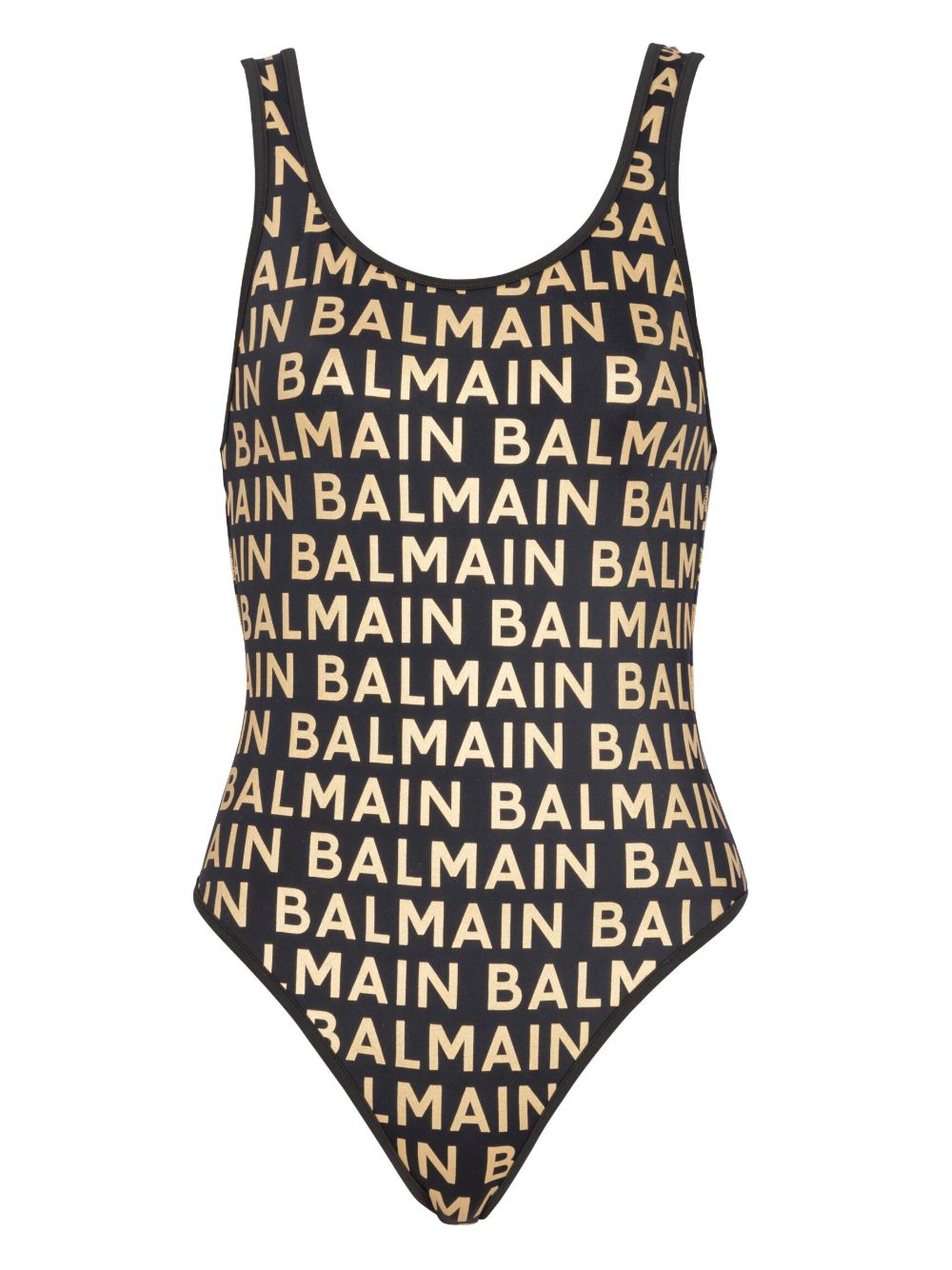 Balmain 金属感织线logo连体泳衣 - 黑色