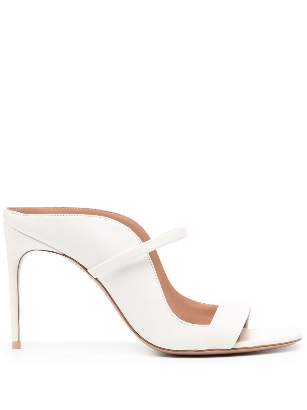 Malone Souliers Carlotta 高跟皮质穆勒鞋 - 白色