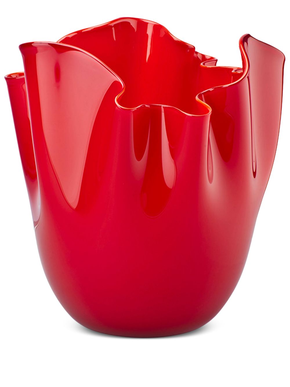 Venini Fazzoletto Opalino 花瓶（13.5厘米 x 13.5厘米） - 红色