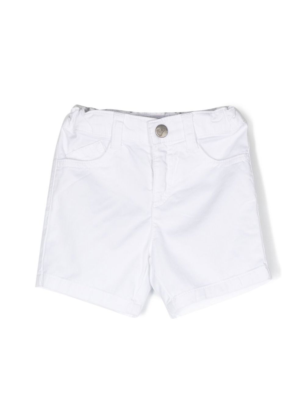 Emporio Armani Kids logo细节牛仔短裤 - 白色