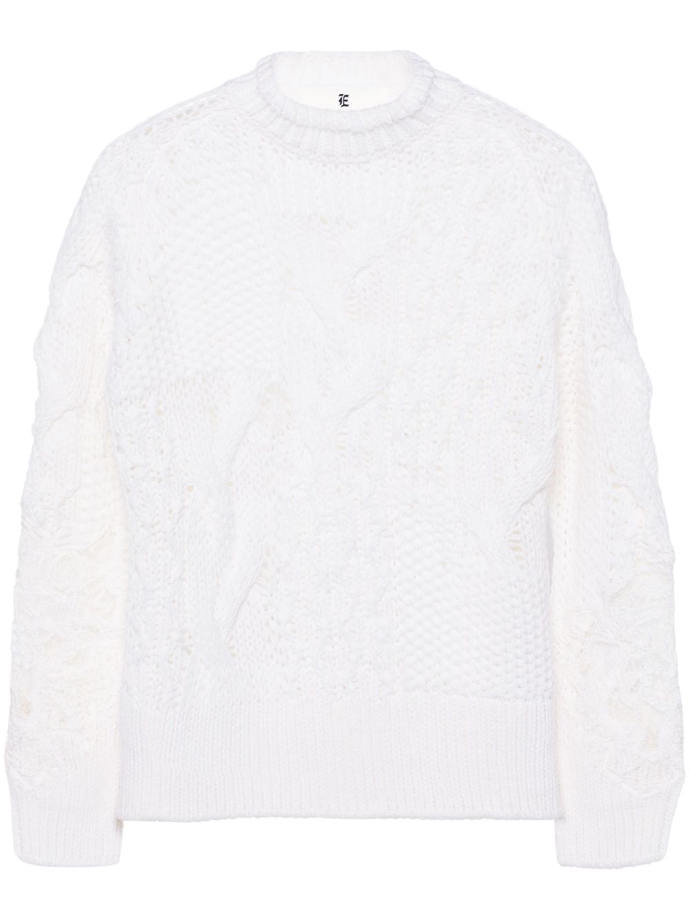 Ermanno Scervino 蕾丝细节初剪羊毛混纺毛衣 - 白色