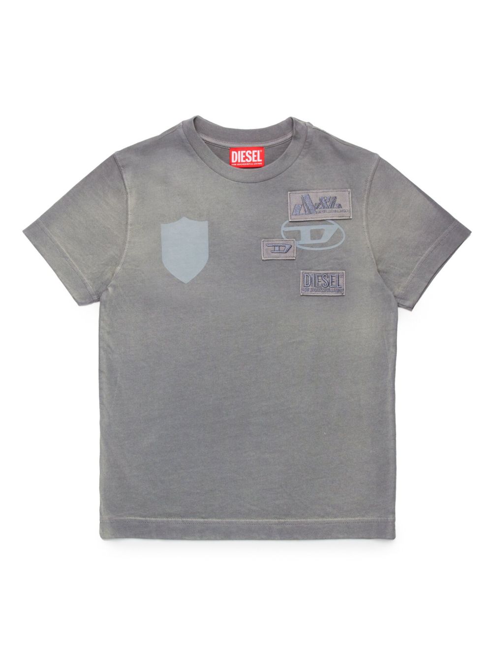 Diesel Kids 阳光漂白效果T恤 - 灰色