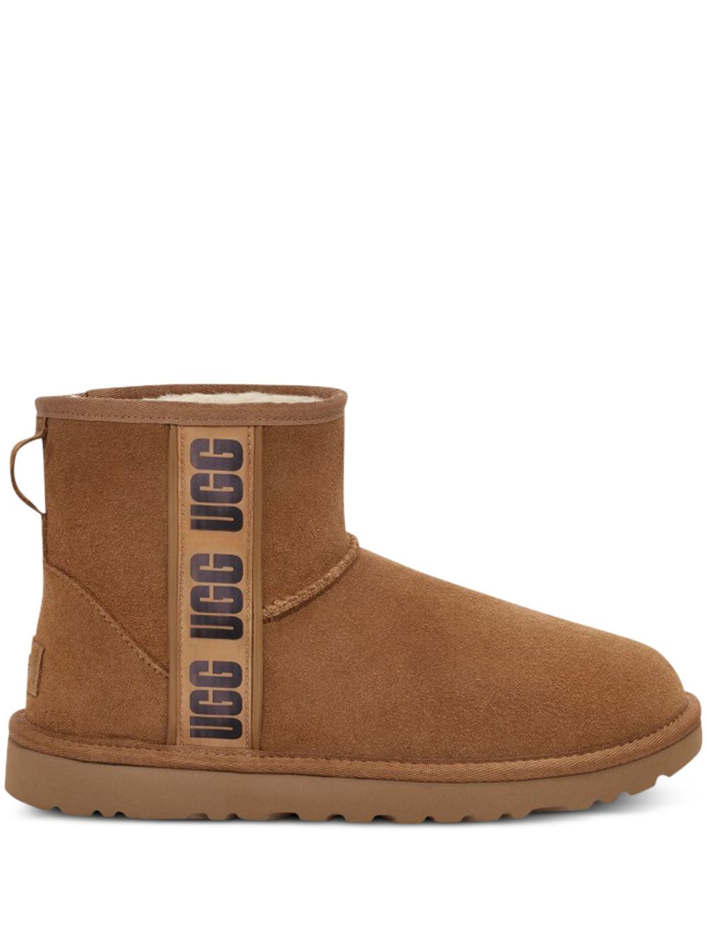 UGG Classic 绒面皮logo细节及踝靴 - 褐色