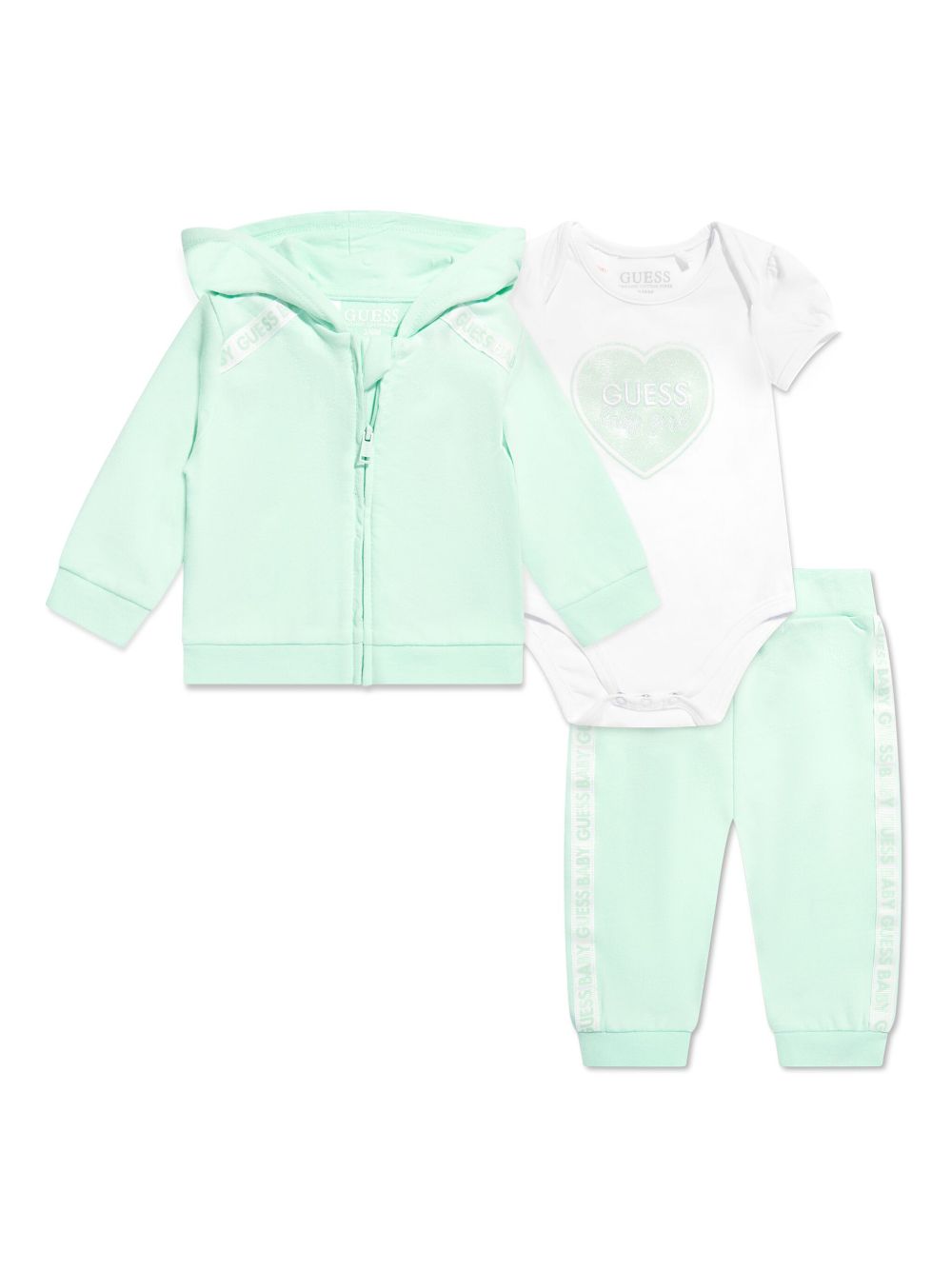 guess kids logo印花运动套装 (三件装) - 绿色