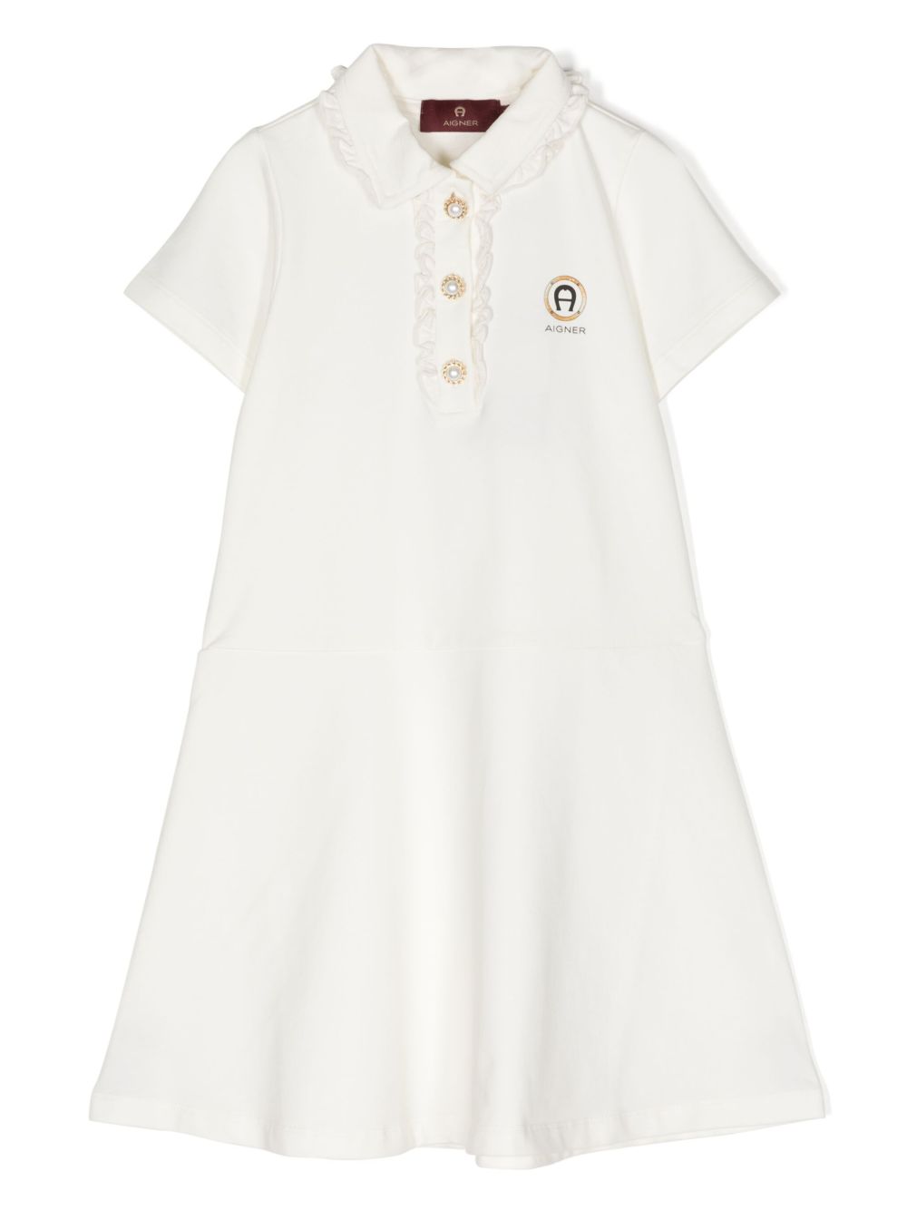 Aigner Kids logo刺绣低腰连衣裙 - 中性色