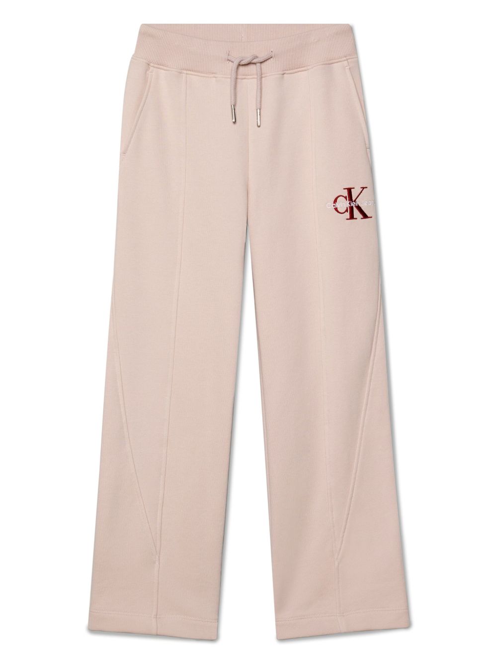 Calvin Klein Kids logo刺绣长裤 - 粉色