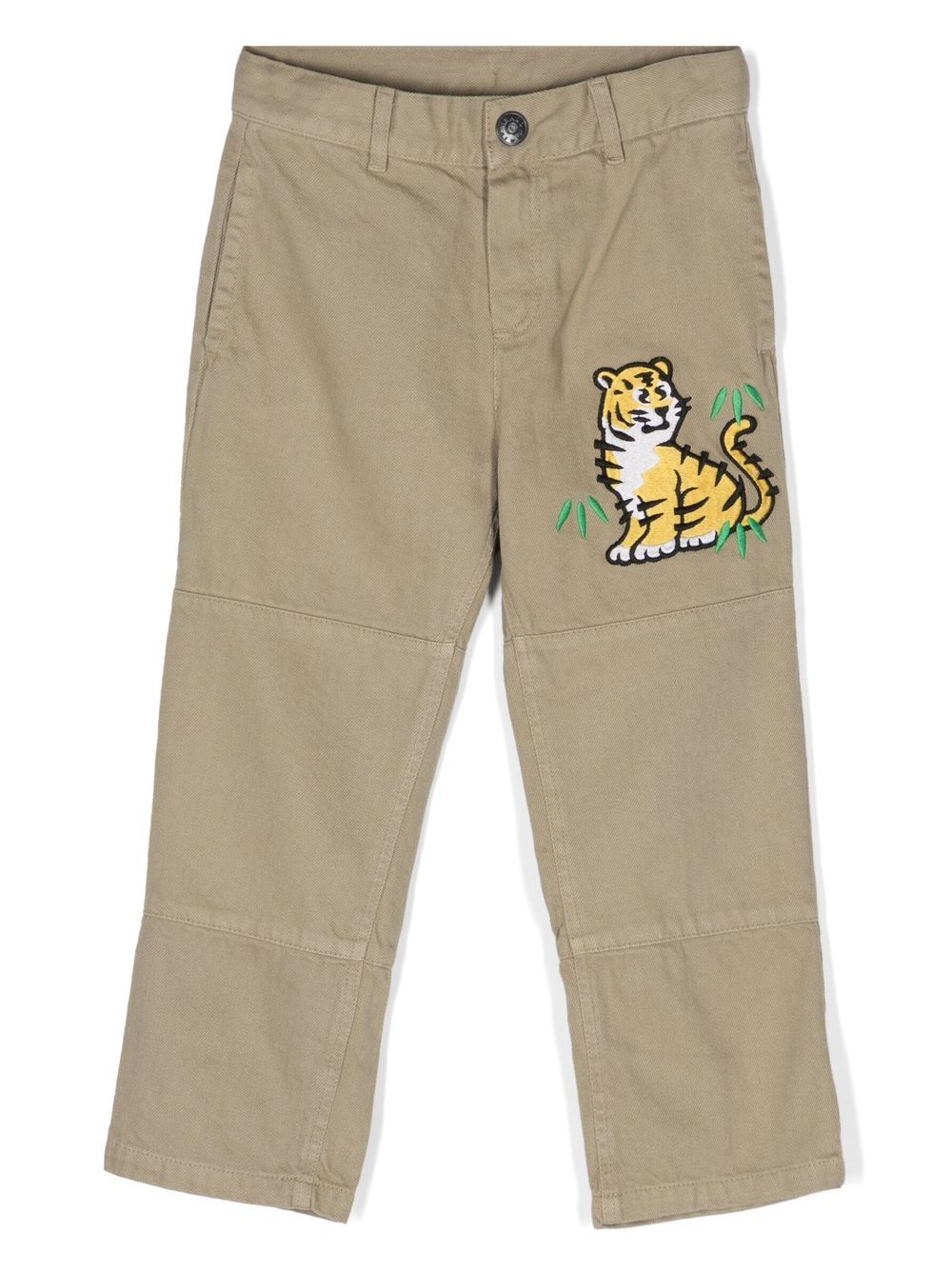 Kenzo Kids 老虎图案直筒长裤 - 中性色