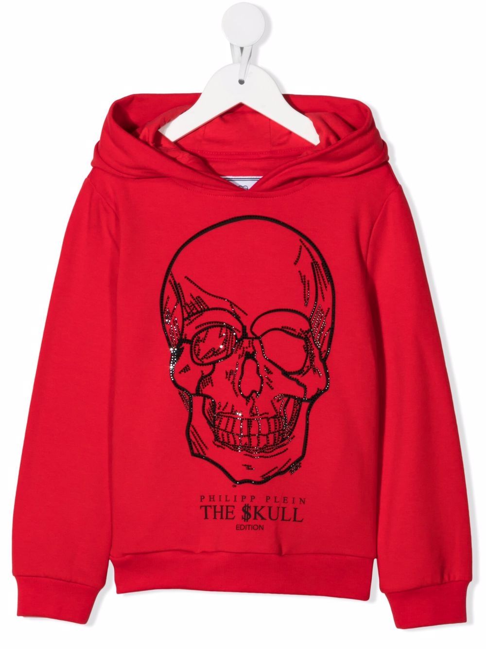Philipp Plein Junior 骷髅头缀饰连帽衫 - 红色