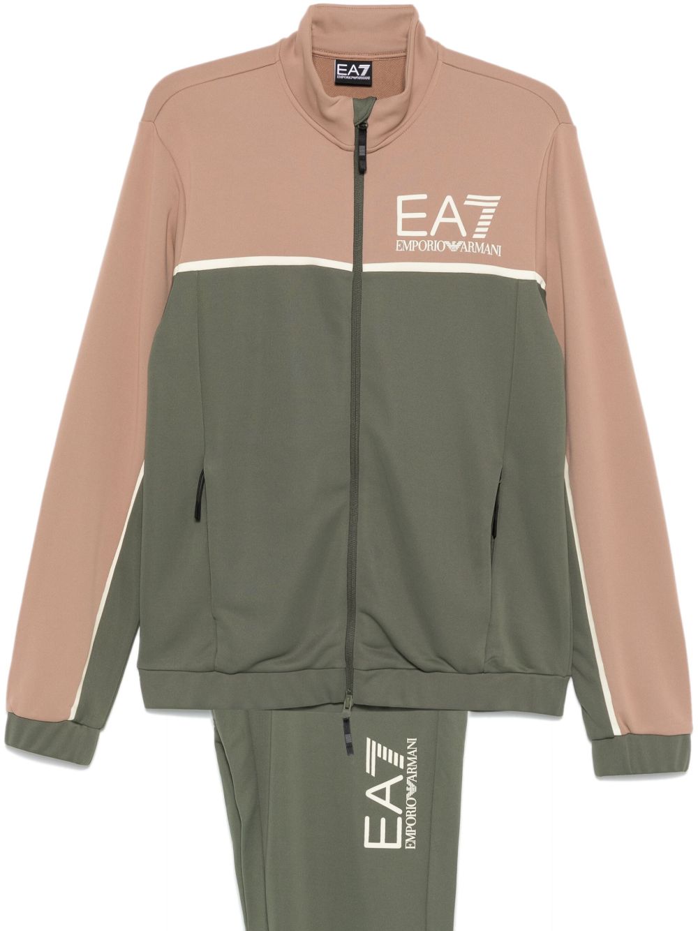 Ea7 Emporio Armani 拉链运动套装 - 褐色
