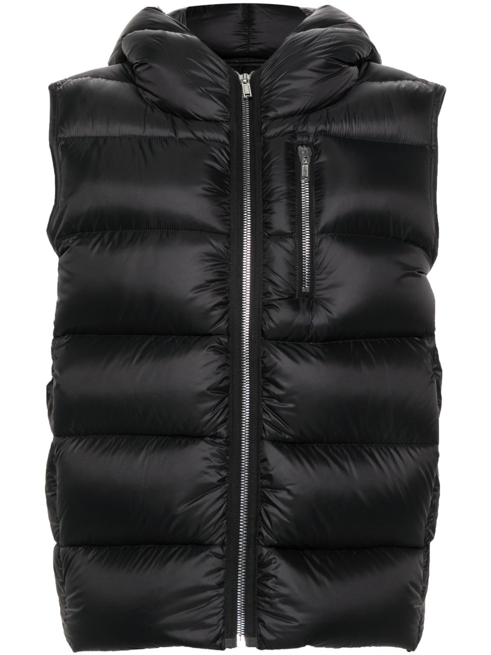 Rick Owens 连帽绗缝羽绒马甲 - 黑色