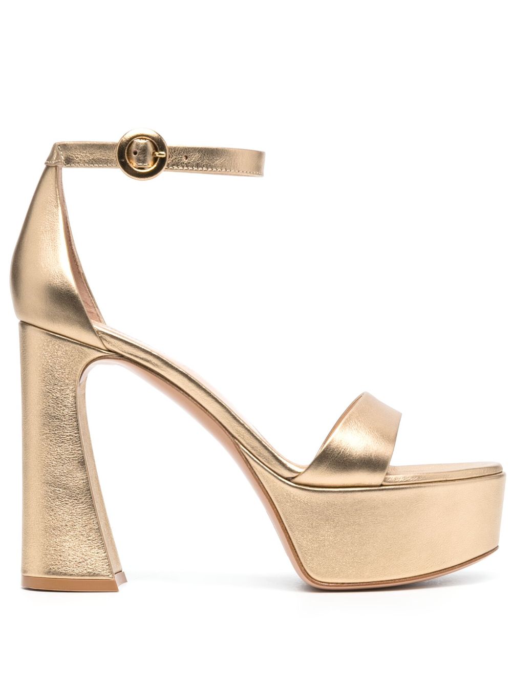 Gianvito Rossi 皮质水台式高跟凉鞋 - 金色