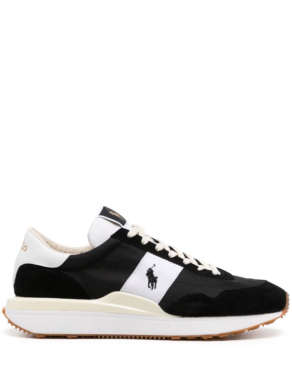 Polo Ralph Lauren logo刺绣拼接运动鞋 - 黑色
