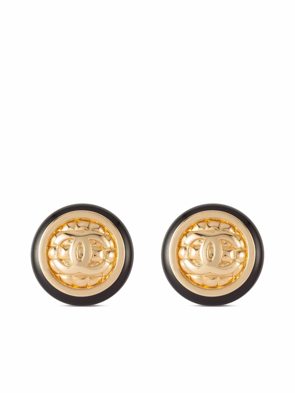 CHANEL Pre-Owned CC 圆形夹扣式耳环（1980年代典藏款） - 金色