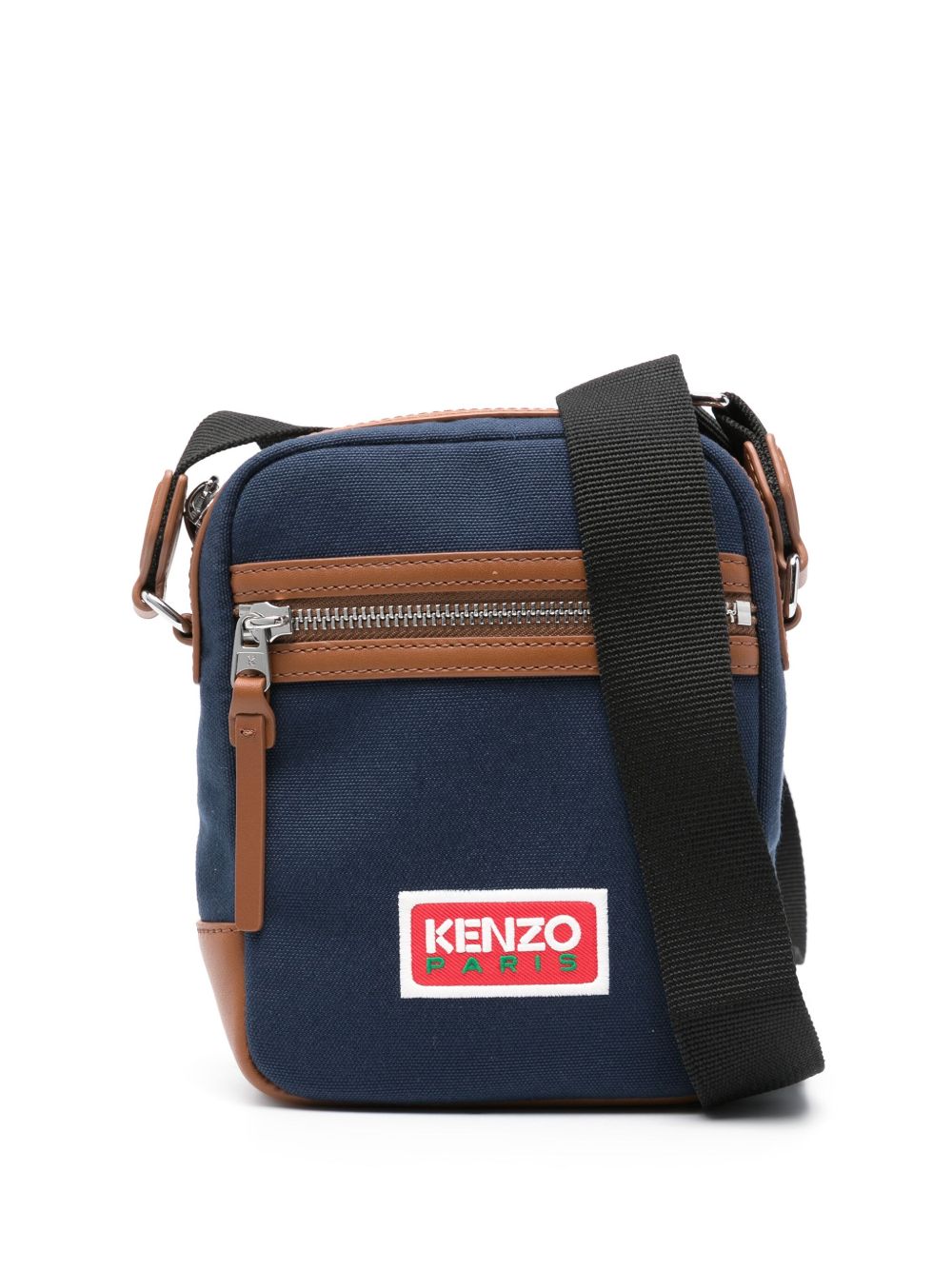 Kenzo logo刺绣帆布邮差包 - 蓝色