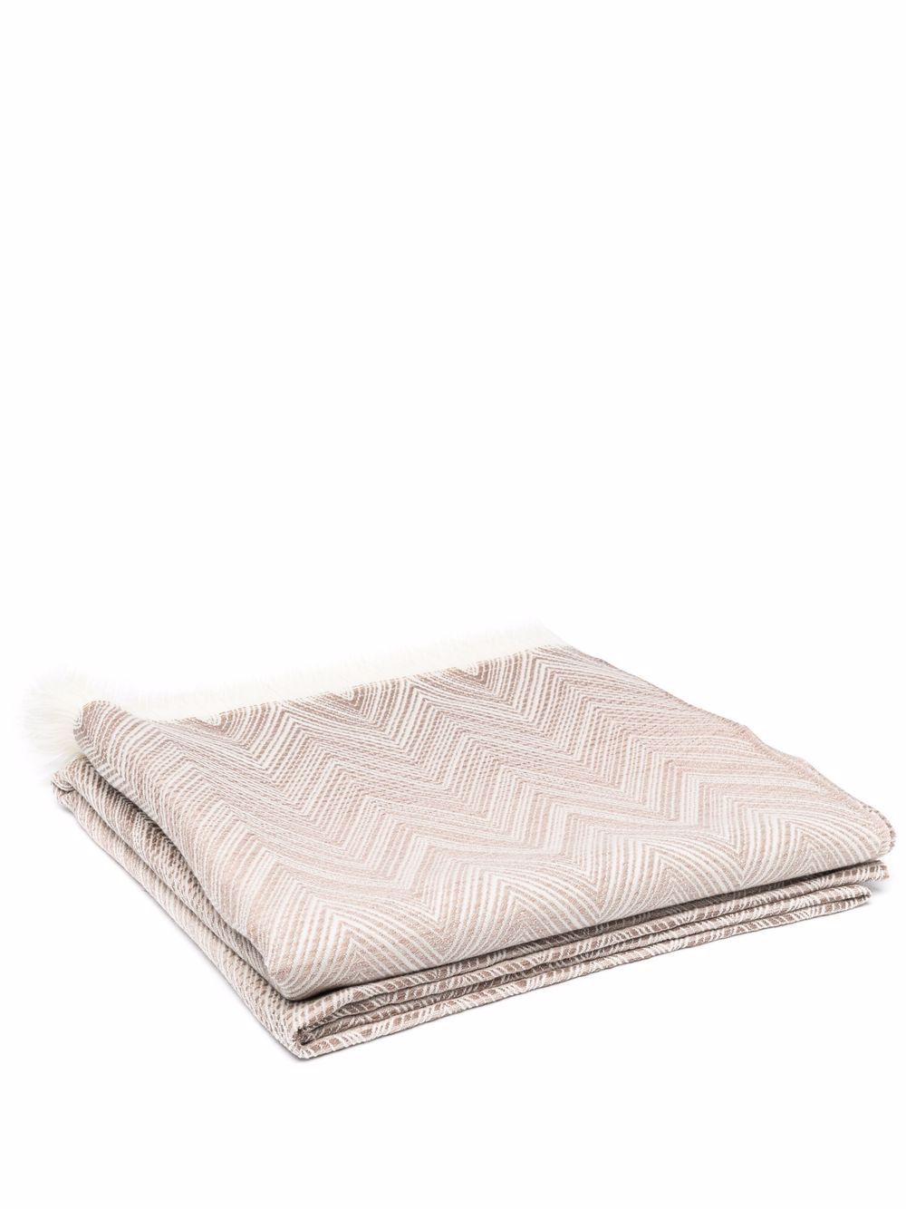 Missoni Home Z字形编织毯子 - 中性色