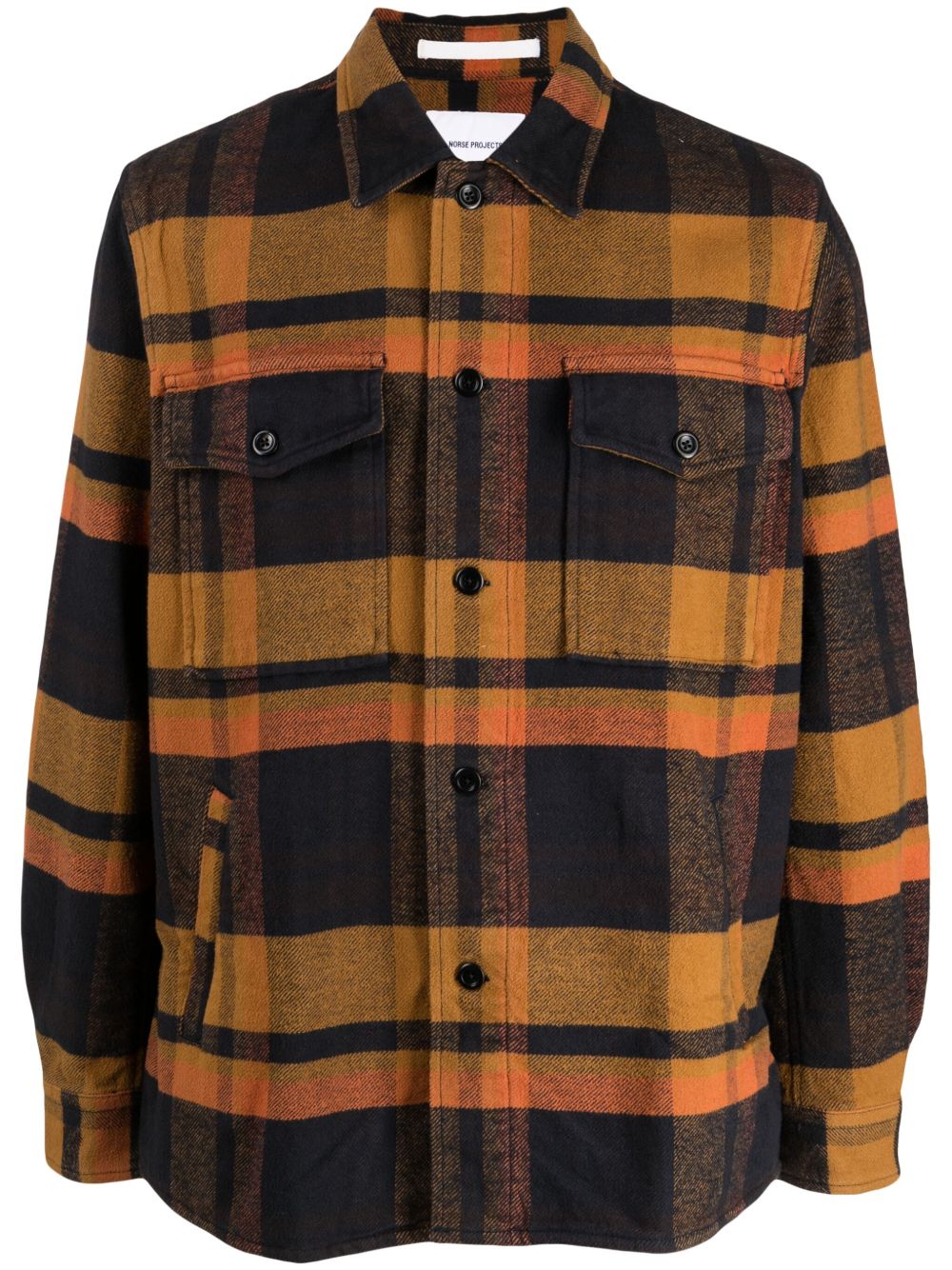 Norse Projects Julian 格纹衬衫式夹克 - 橘色