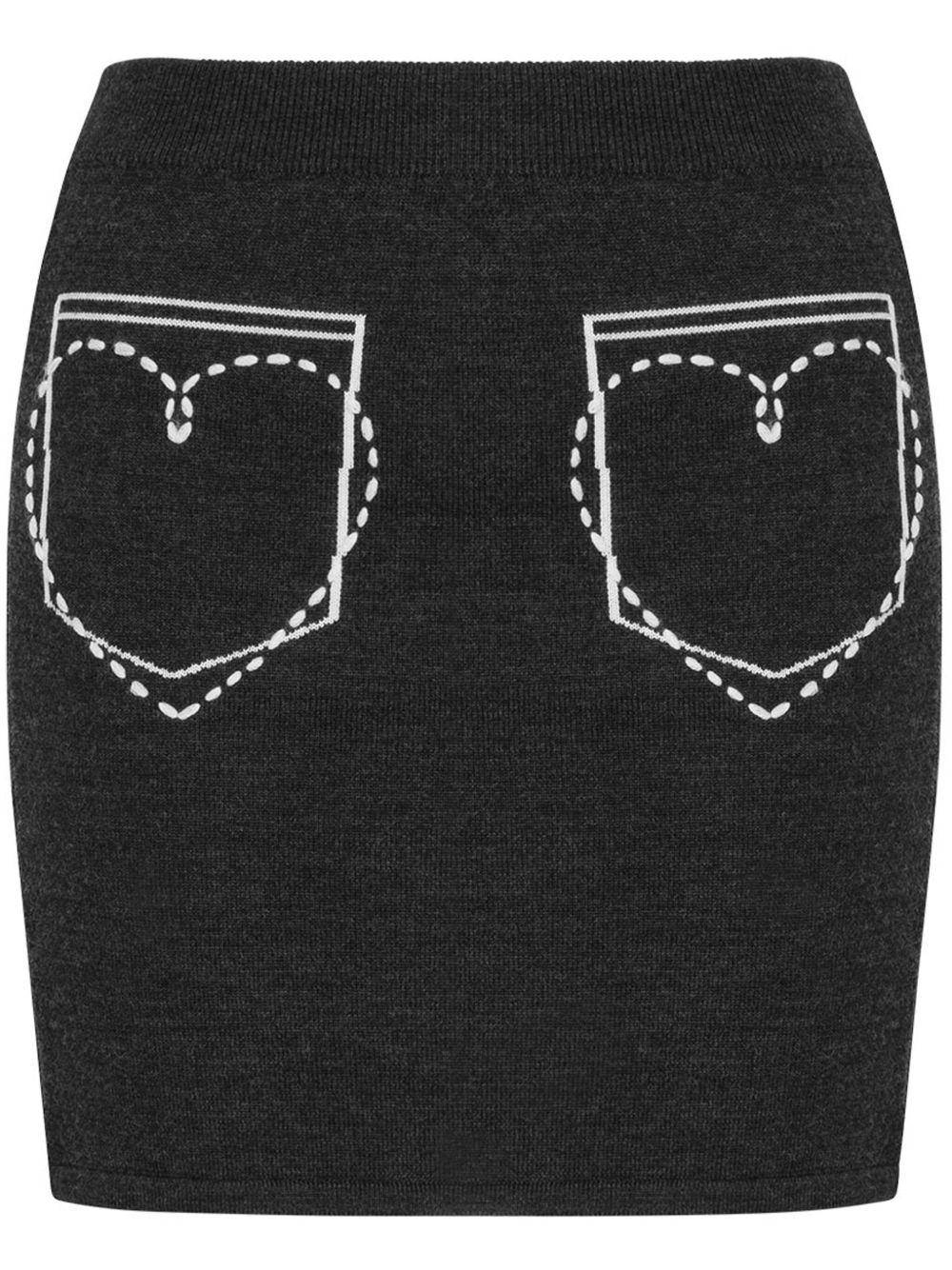 MOSCHINO JEANS 刺绣羊毛迷你半身裙 - 黑色