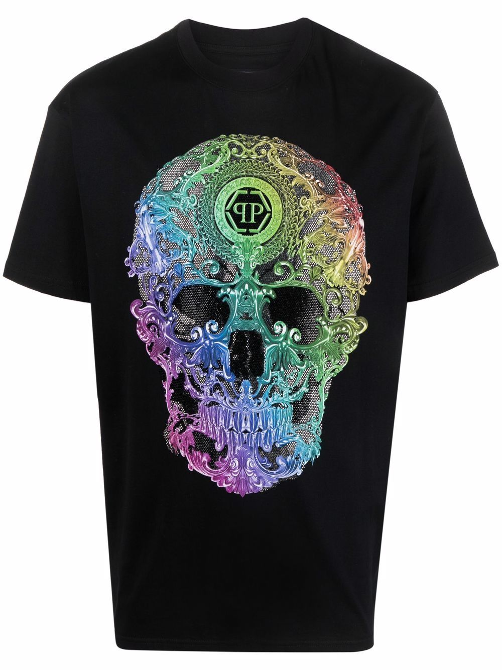 Philipp Plein 巴洛克骷髅头印花T恤 - 黑色