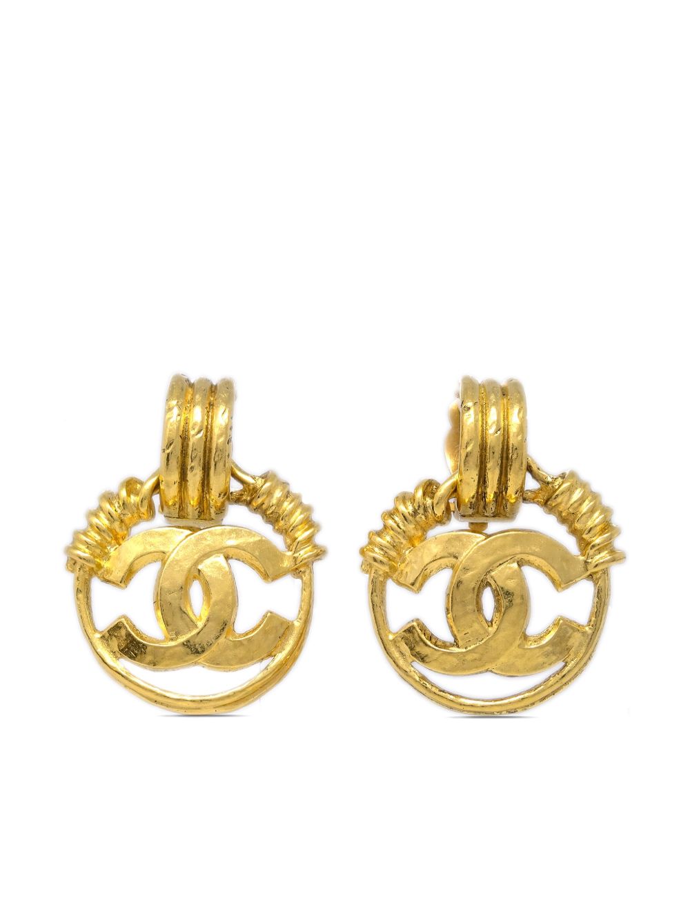 CHANEL Pre-Owned CC 半圈形夹扣式耳环（1994年典藏款） - 金色