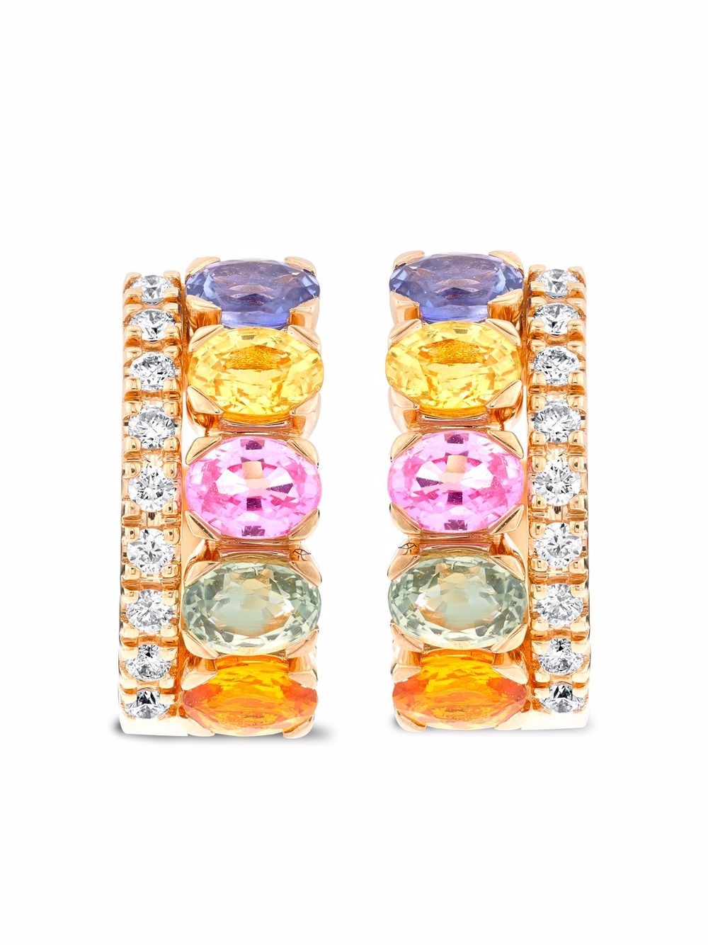 Pragnell 18K玫瑰金 Rainbow 蓝宝石钻石耳环 - 粉色
