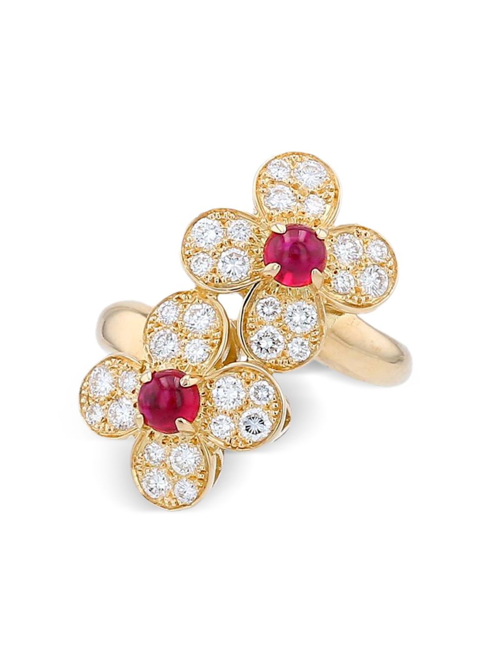 Van Cleef & Arpels 18K黄金红宝石钻石戒指（典藏款） - 金色