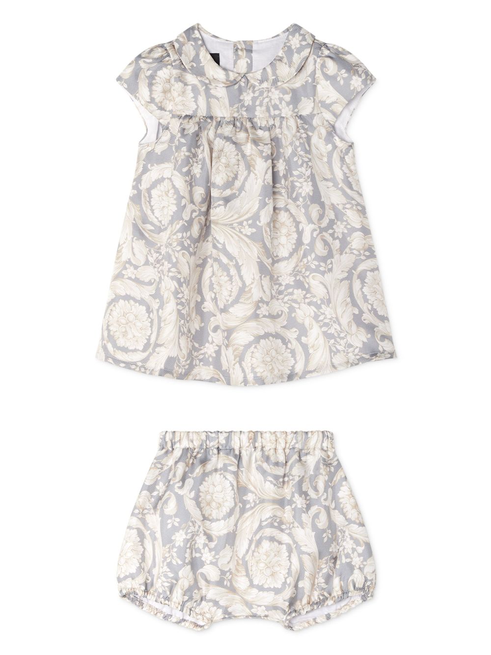 Versace Kids 巴洛克印花连衣裙套装 - 灰色