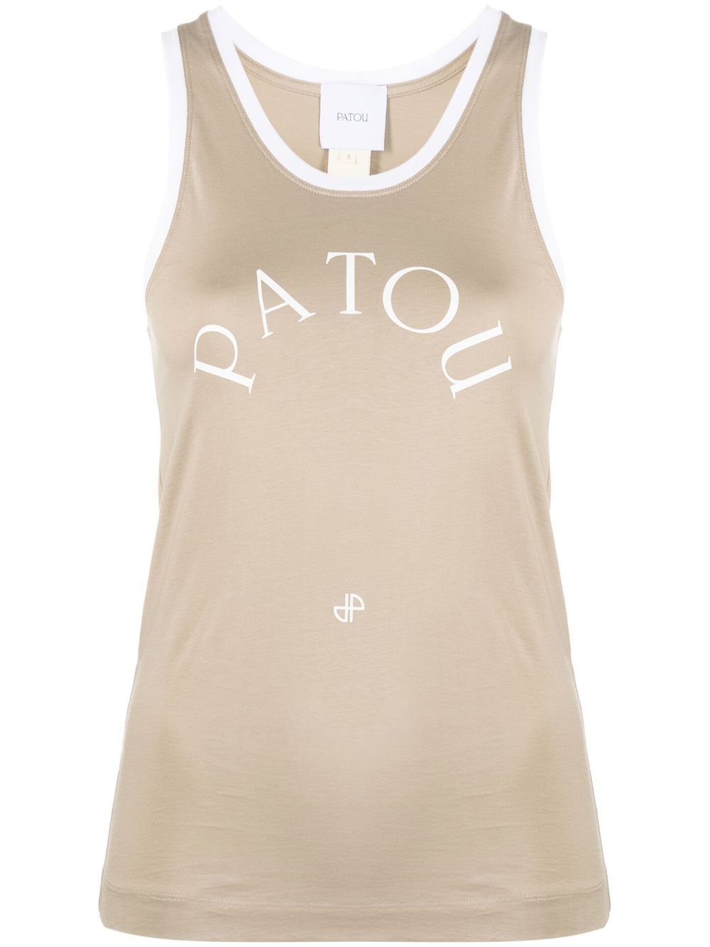 Patou logo印花无袖坦克背心 - 褐色