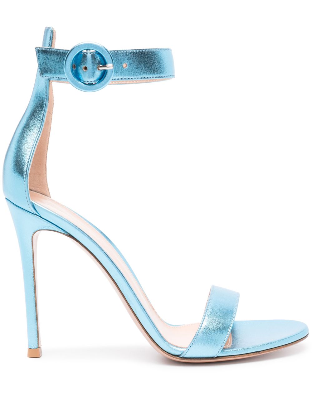 Gianvito Rossi Portofino 高跟金属感皮质凉鞋 - 蓝色